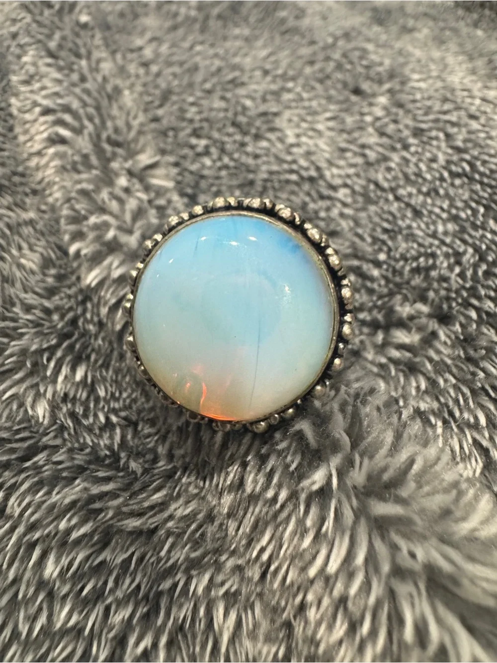 Opal-Effect Statement Ring in Opalescent Blue